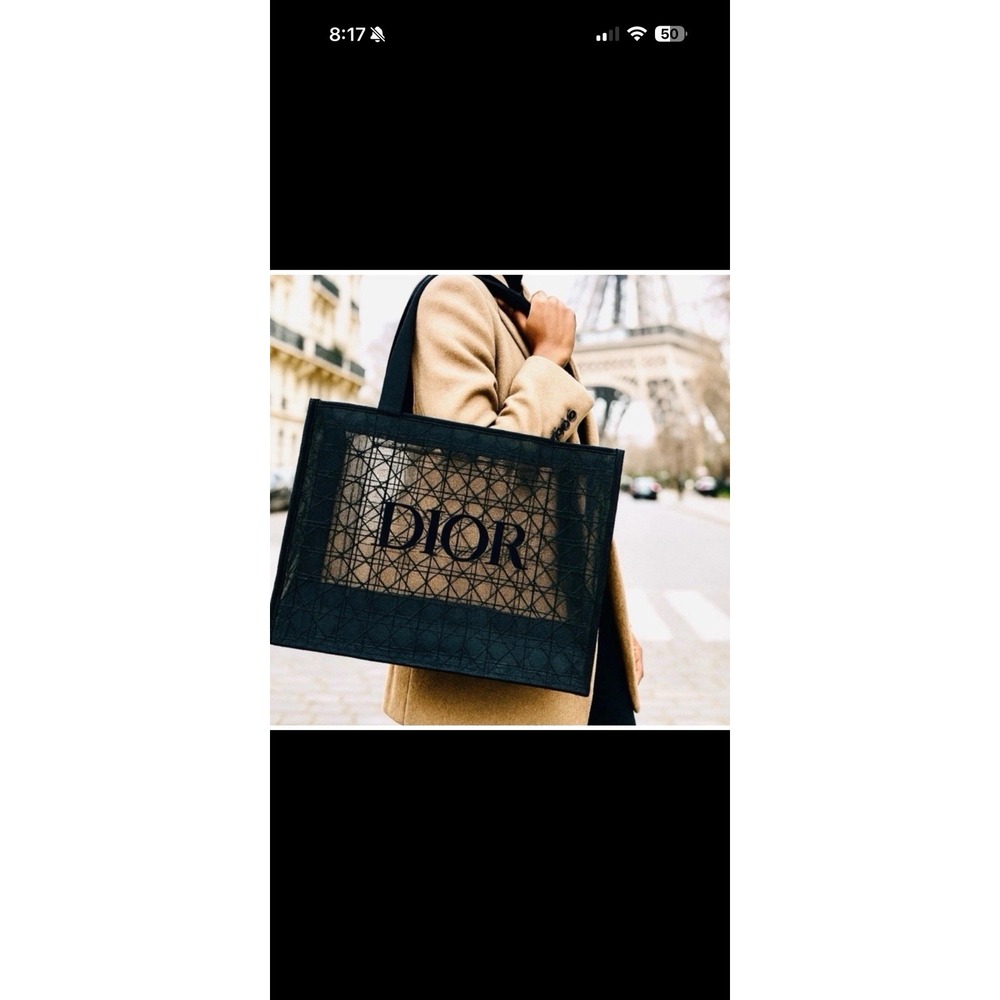 Christian Dior Beauty Makeup VIP Gift  Black Mesh Large Tote Bag GWP/Novelty - Picture 4 of 4